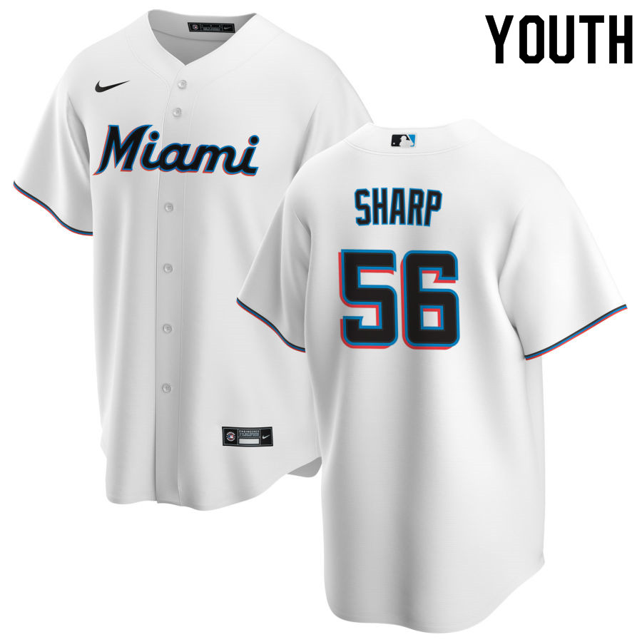 Nike Youth #56 Sterling Sharp Miami Marlins Baseball Jerseys Sale-White